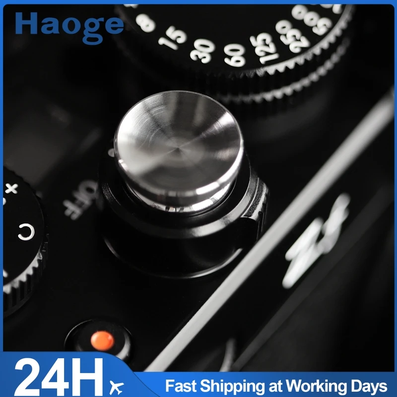 Haoge 12mm Metal Shutter Release Button for Fujifilm XT5 X-Pro3 XT50 Nikon Zf  DF and Leica M10 M-11 Concave Surface Silver