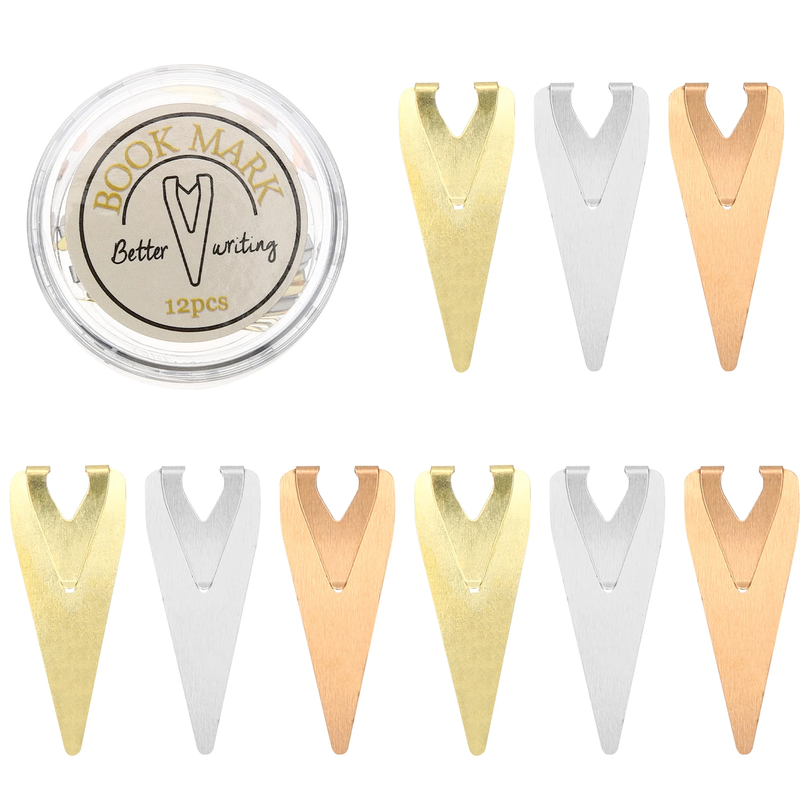 12 stuks metalen bladwijzerhouder gladde messing boekenleggers vintage stijl voor kinderen vrouwen mannen boek bestand organisator cadeau student