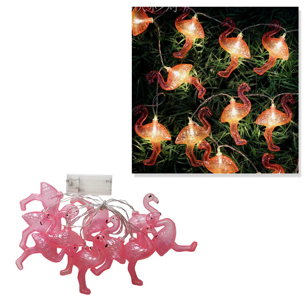 1.5m Pink Flamingo LED String Lights 10LED Battery Powered Christmas Wedding Party Garden Bedroom Festival Decoration