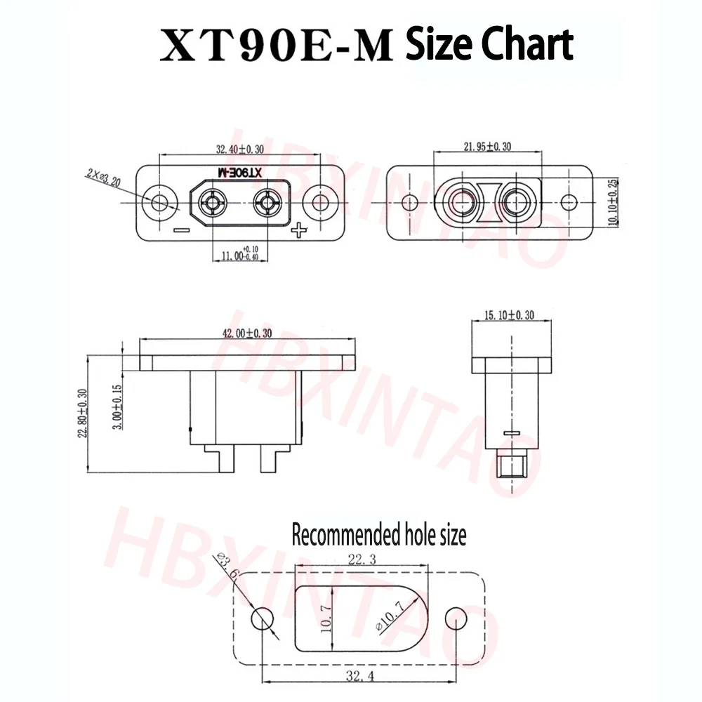XT90E-M/F Ladeanschluss-Stecker XT90 Männlich/Weiblich Vergoldeter Anschluss mit Fixierloch Wasserdichte Kappe für ESC Motor Flugzeug Drohne – Detail 11