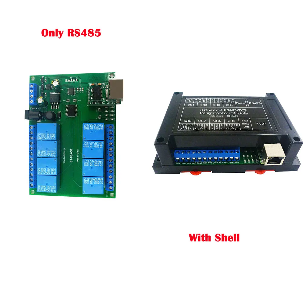 

DC12V 8 Channel Ethernet Relay Network Switch Modbus MQTT TCP UDP Web HTTP RS485 Timer Module ET48A08