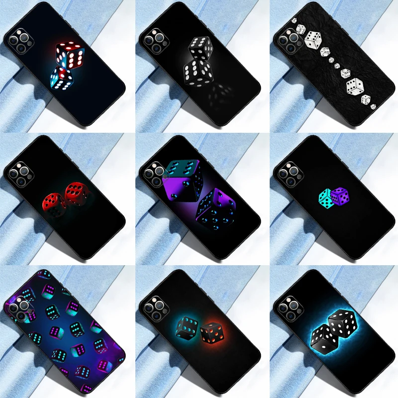 Dice Art Case For iPhone 11 12 13 14 15 16 Pro Max XS XR X Plus 12 13 Mini Bumper Cover Capa