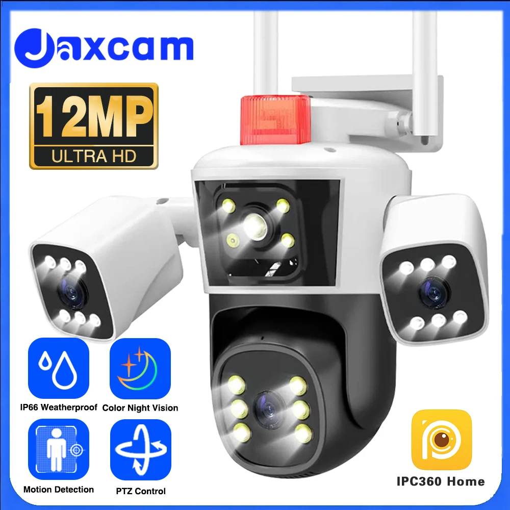 

﻿ 6K 12 МП IP-камера с тремя объективами, Wi-Fi, беспроводная, для наружного видеонаблюдения, три экрана, PTZ, автоматическое отслеживание, IPC360 Home