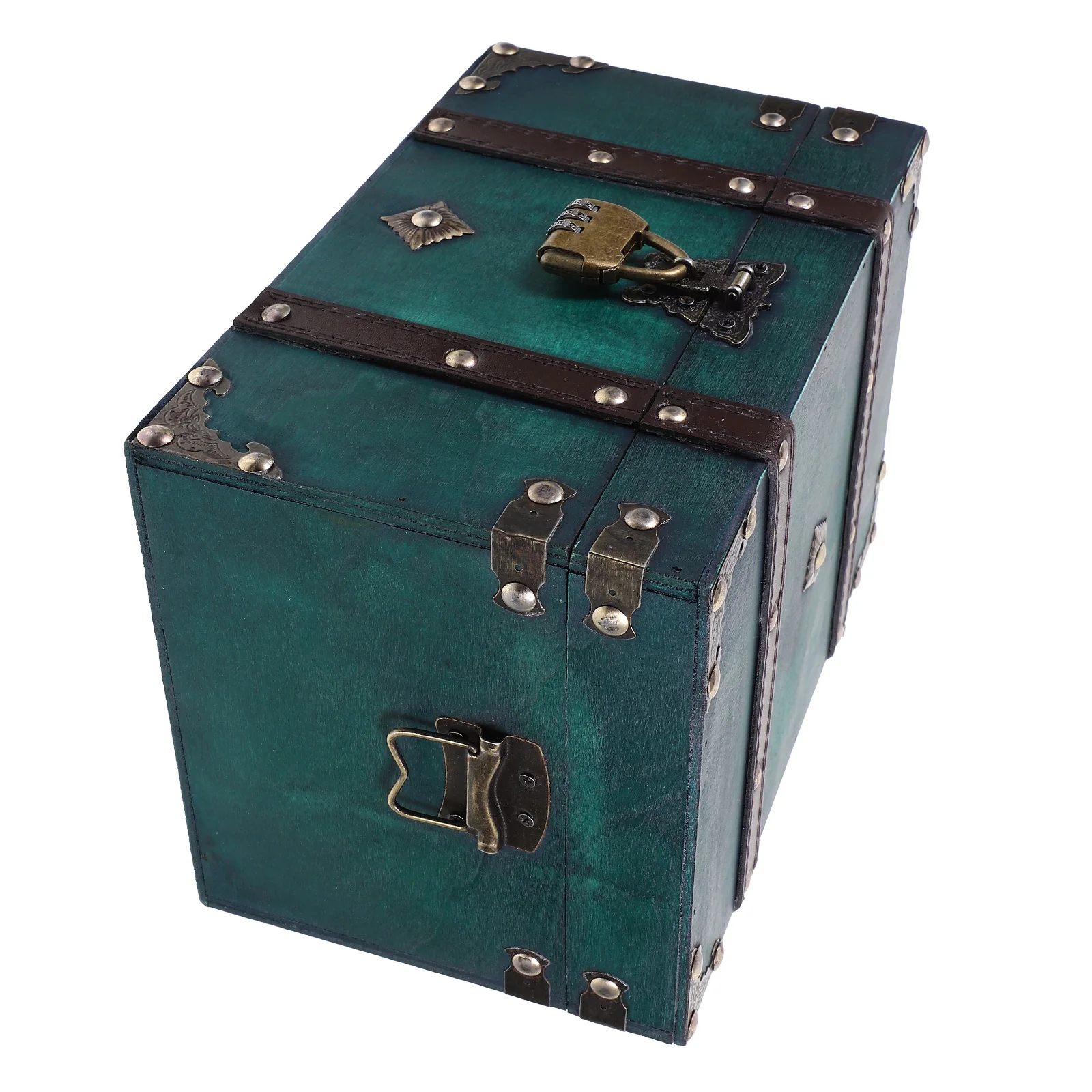 

Retro Jewelry Box Grandmother Green Large Size Vintage Treasure Chest 3-Digit Lock Storage Photography Wooden Trinket Box