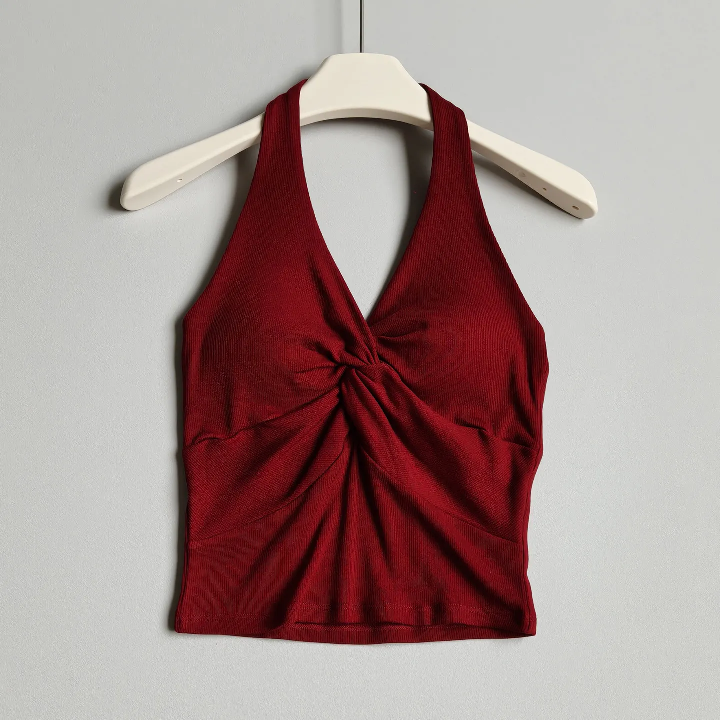 Damen Sexy V-Ausschnitt Yoga-Top Figurformendes Gedrehtes Design Sport-BH mit Brustpolster Fitness-BH Pilates Gym Tanktop – Detail 5