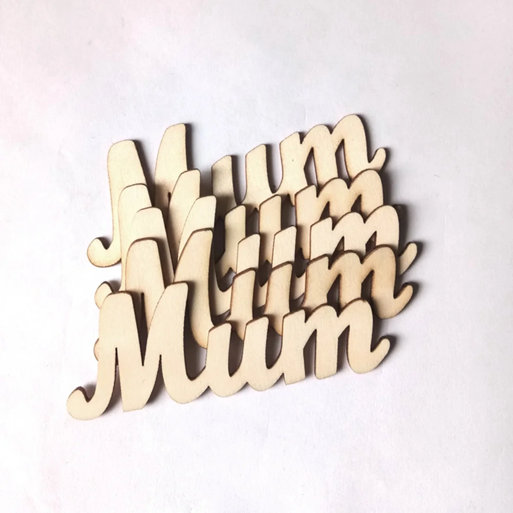 

5pcs Wooden Decorative Pieces Eco-Friendly Carved Home Festival Decoration Craft Props For Mother'S Day Family Gathering