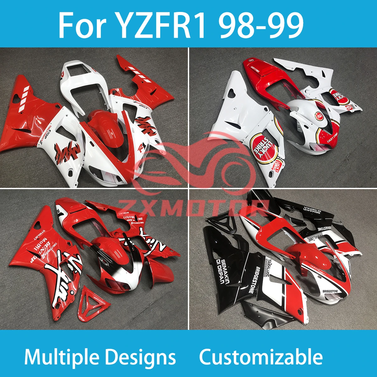 Fit Fairings for Yamaha YZF R1 98 99 Complete Motorcycle Plastic Body Set Fairing Plastic Kit R 1 1998 1999