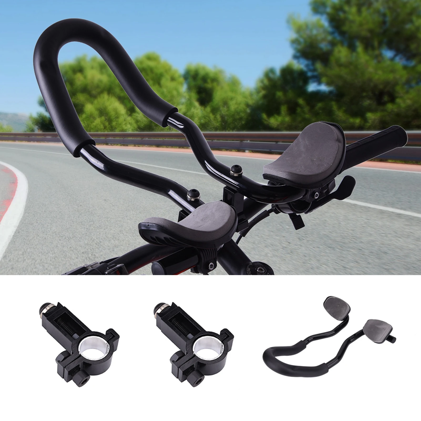 Road Bike Rest Handlebar Stable Aluminum Alloy Rest Handlebar with Sponge Cushion For MTB Road Bike Bike Rest Handlebar