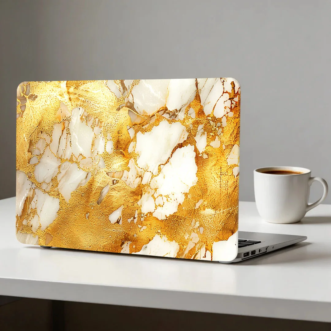 

Чехол для ноутбука MacBook Neo 13 дюймов 2026, модель A3404, для MacBook Pro 13, 14.2 M4, 16, Air 13, 15 M5, золотой мраморный дизайн
