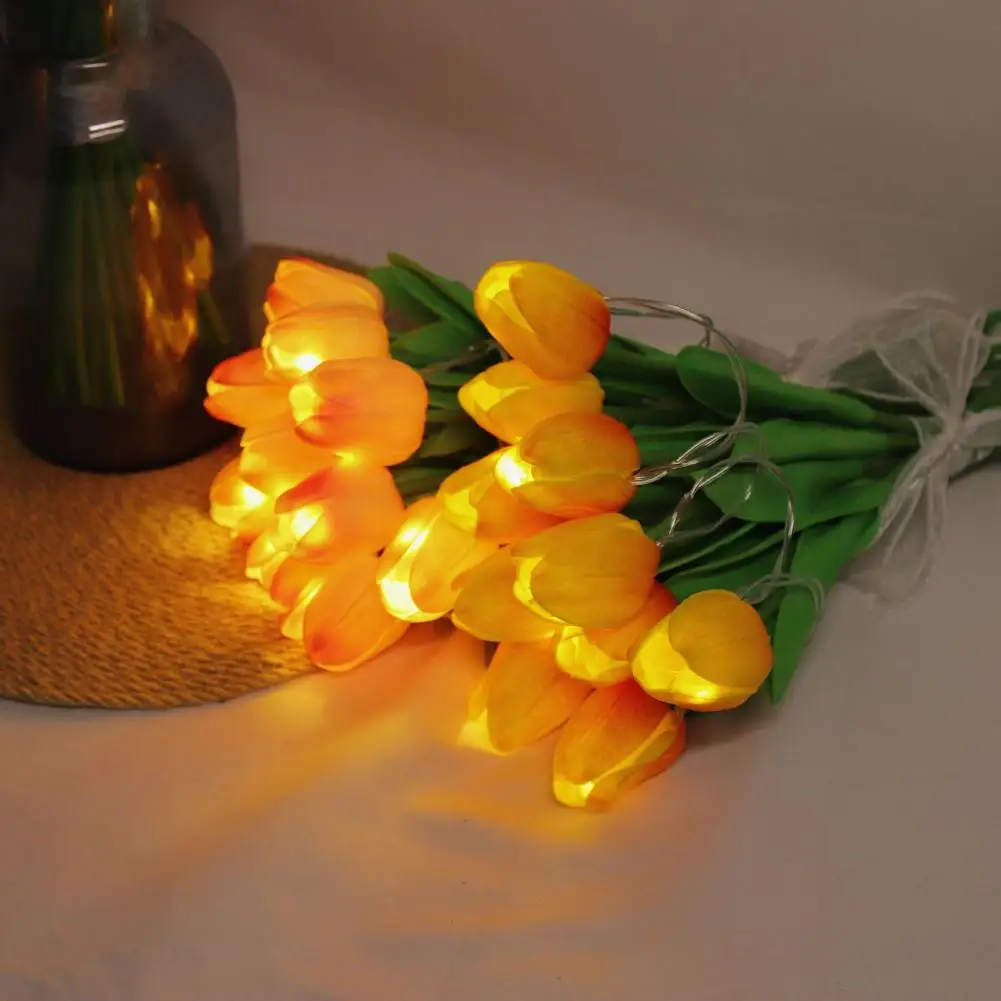 

LED Lighted Tulip Flowers Lamp,Nightlight Dormitory Bedhead Decoration with Ribbon,Atmosphere Light,Gift for Girl friend
