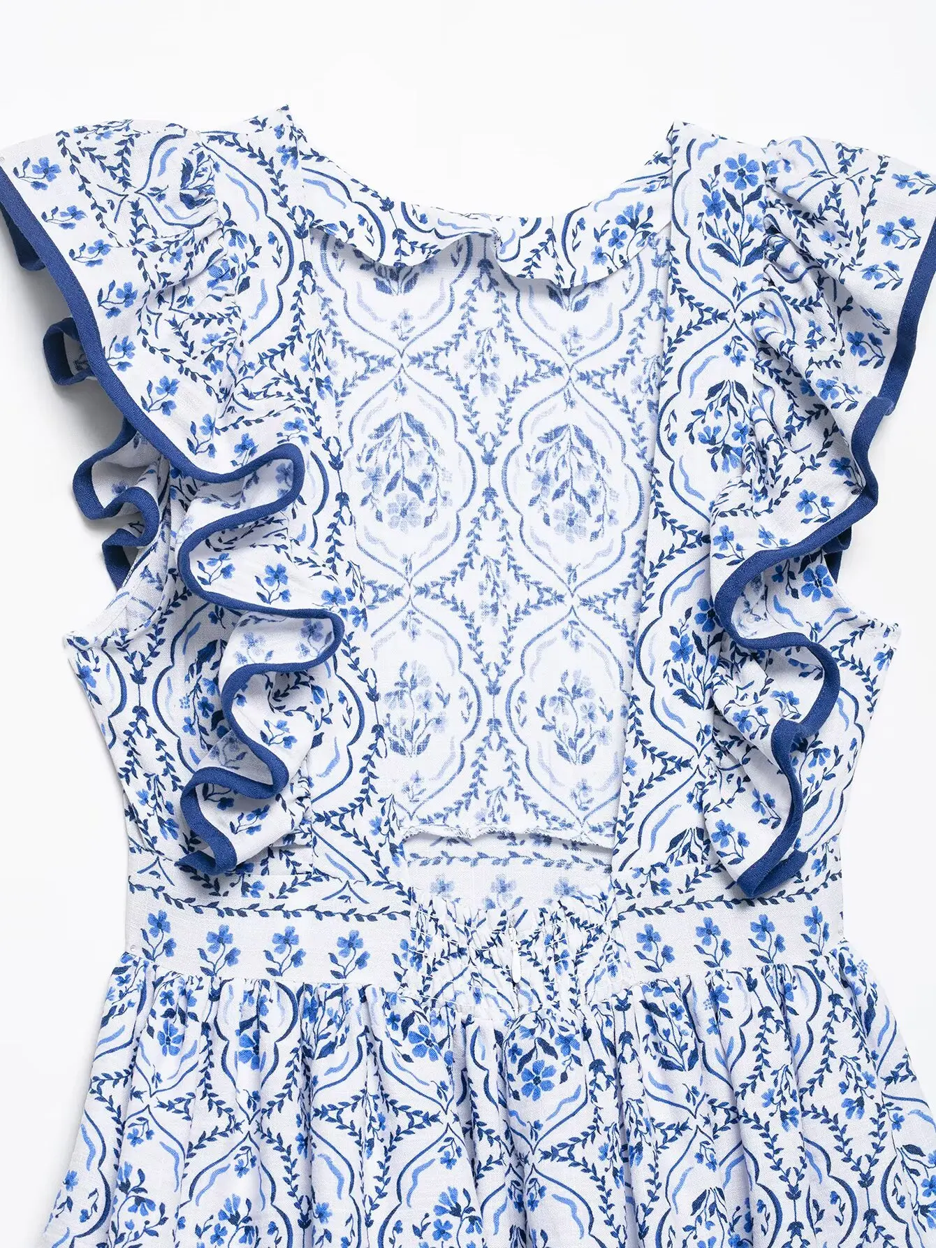 BB6404 ZA25 فستان نسائي صيفي جديد مفتوح الظهر ورقبة دائرية وأكمام طائرة مطبوع كبير سوينغ فستان فرنسي 1272806