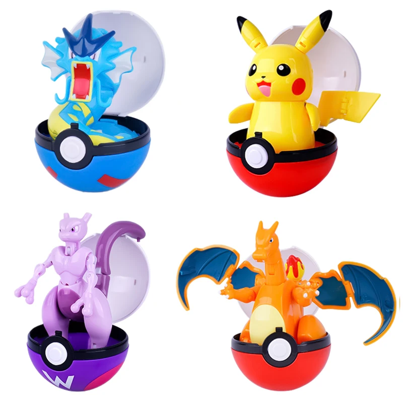 Figurine Pokémon, jouet, figurine d'action, balle déformable, elfe Gyarados, Charizard, Mewtwo, Pikachu, monstre de combat, Poke Ball originale, Pokeball
