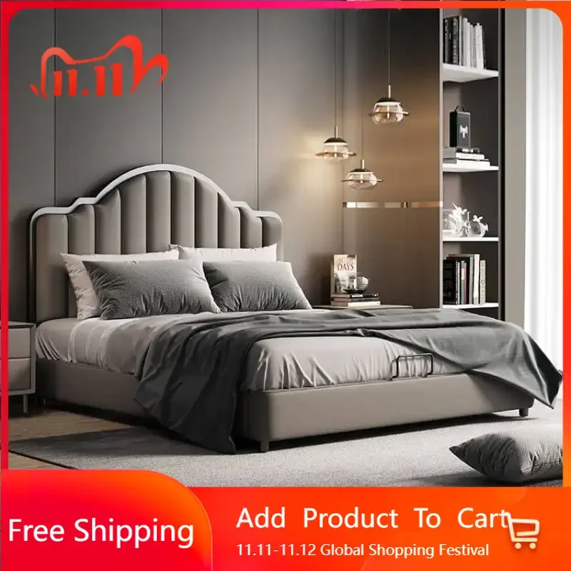 

Salon Metal Double Bed Nordic Elegant Pretty Modern Bedroom Bases Bed Frame King Lit Pliable Modern Beliche Salon Furniture