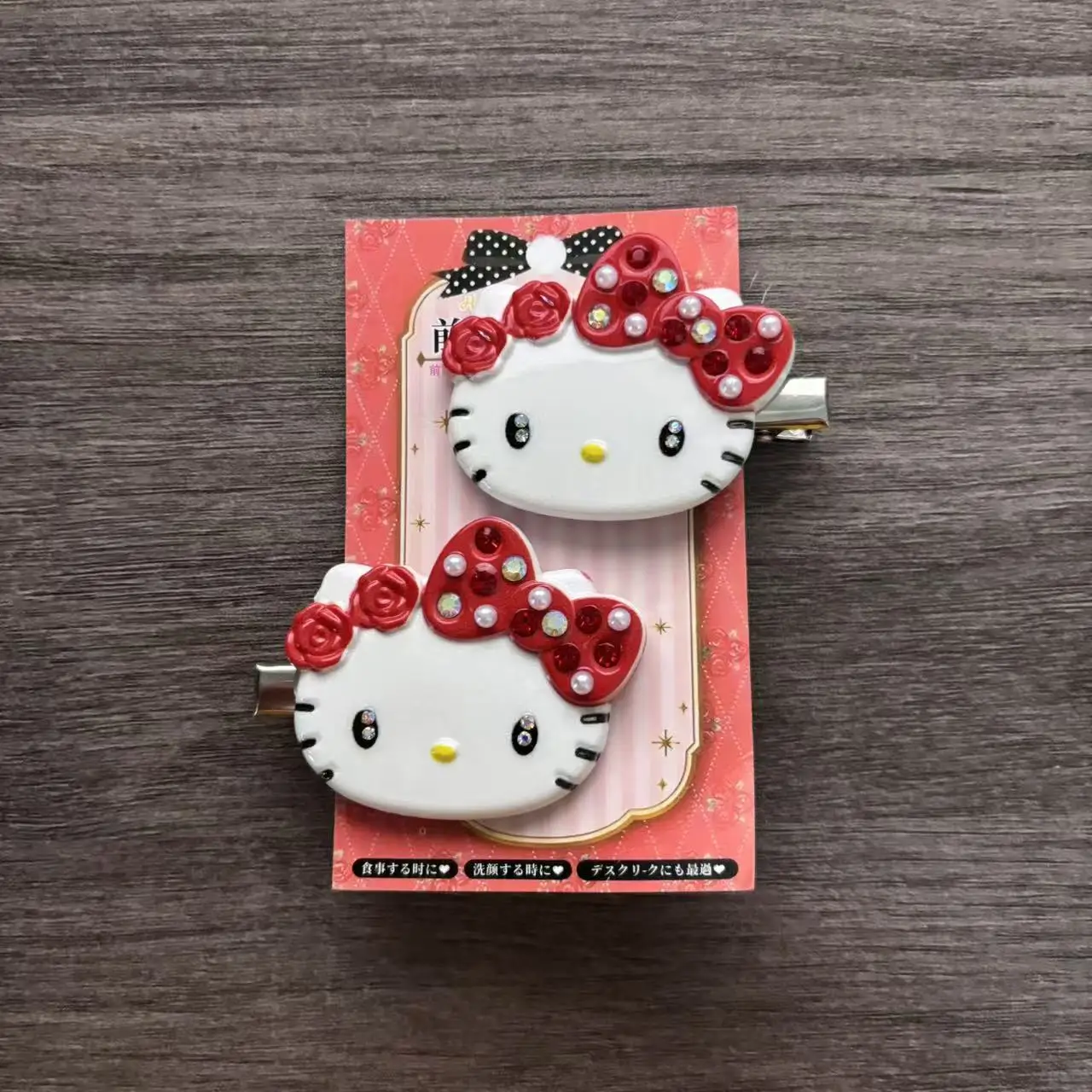 Sanrio Cartoon Sakura Rhinestone Hair Clips Hello Kitty Kuromi My Melody Cinnamoroll Side Bang Barrettes Girls Hair Decor Pins view 3