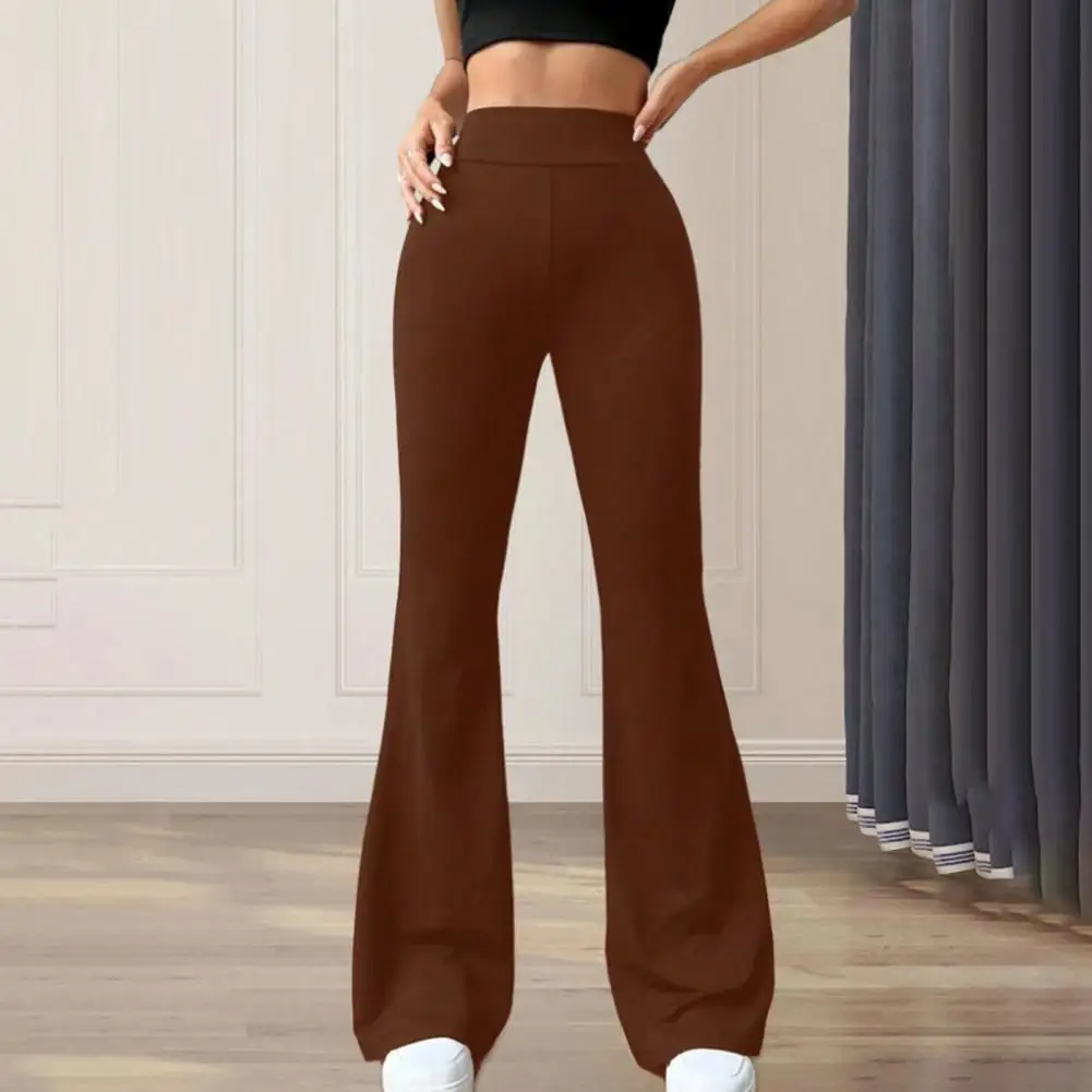 Yoga Running Walking Volleyball Everyday Wear Pants, Women High Waist Loose Leg Pure Color Flared Trousers
