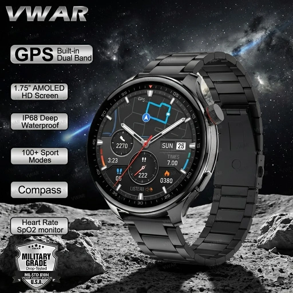 

2026 Новые GPS Смарт-часы для мужчин 5 атм Водонепроницаемые Bluetooth-вызовы 1,75 "AMOLED HD Спортивные умные часы Военные фитнес-отслеживание