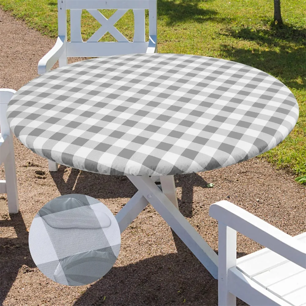 

Olanly Round Table Cloth Elastic Waterproof Table Cover Fitted Vinyl Tablecloth For Home Decoration Party Camping Table Cloth