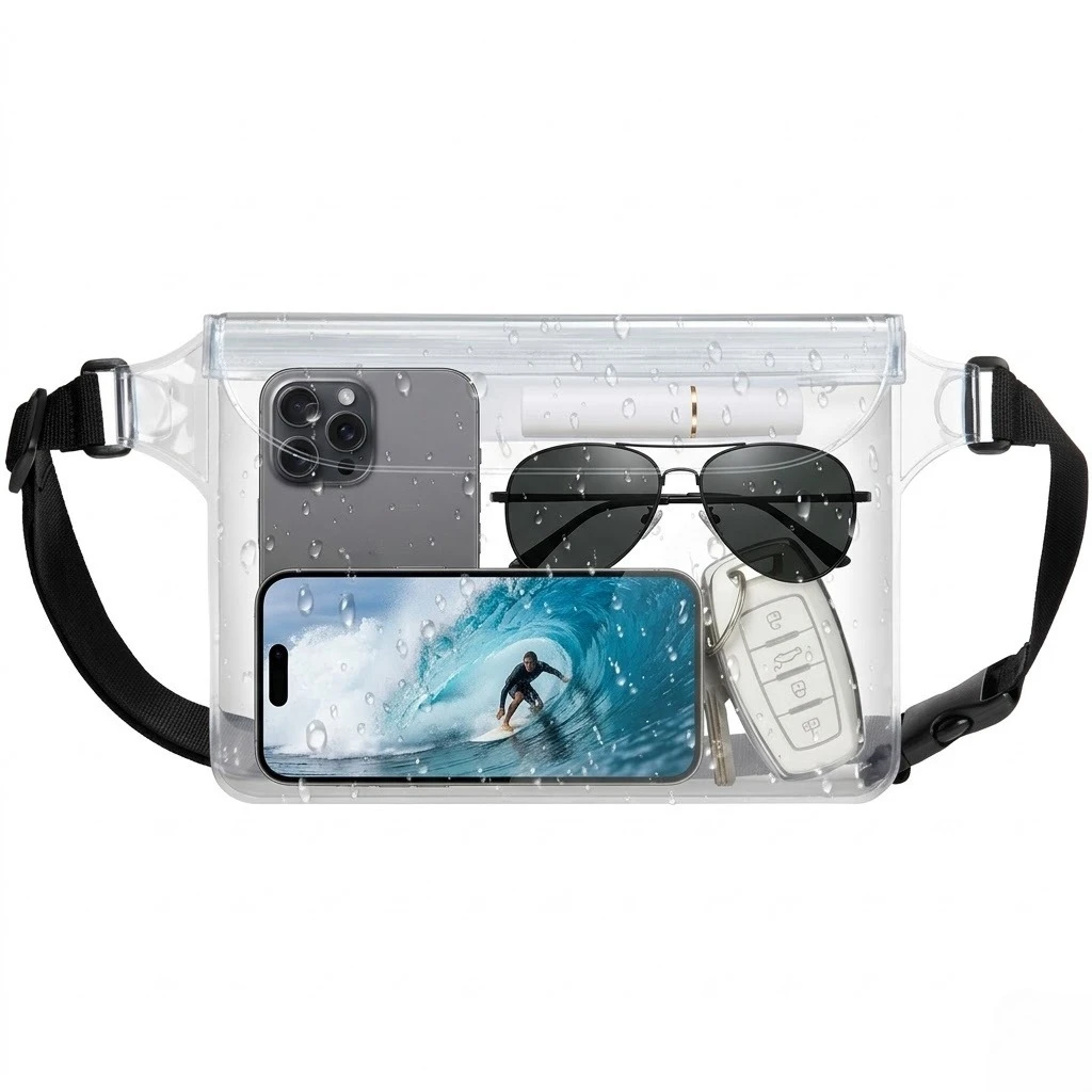 Riñonera Impermeable con Triple Cierre, Bolsa Seca para Teléfono y Pasaporte, Esencial para Playa, Natación, Kayak, Deportes Acuáticos y Cruceros 2026