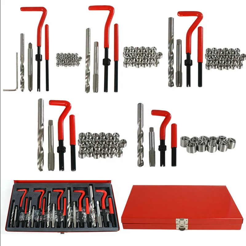 Thread Repair Tool Set 131Pcs M2 M3 M4 M5 M6 M8 M10 M12 M14 M16 Screw Thread Insert for Restoring Damaged Helicoil Kit