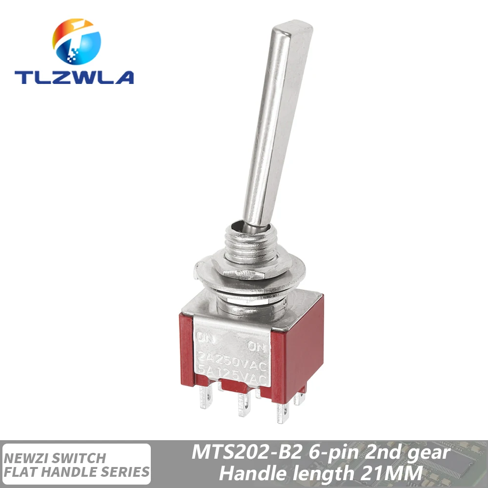6mm Flat Handle Toggle Switch 3/6Pins ON-OFF-ON