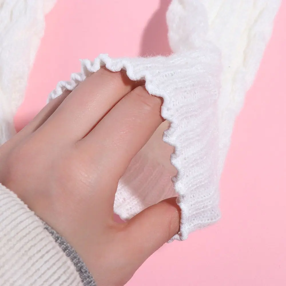 Hosiery Plush Ball Knitted Lolita Boot Cuffs Thicken Bowknot Winter Tube Stocking Foot Cover Sweet Y2K Leg Warmers Women