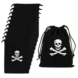 10Pcs Pirate Drawstring Gift Bags Treasure Coin Pouch Kids Boys Halloween Birthday Party Favors Supplies Small Candy Treat Bags