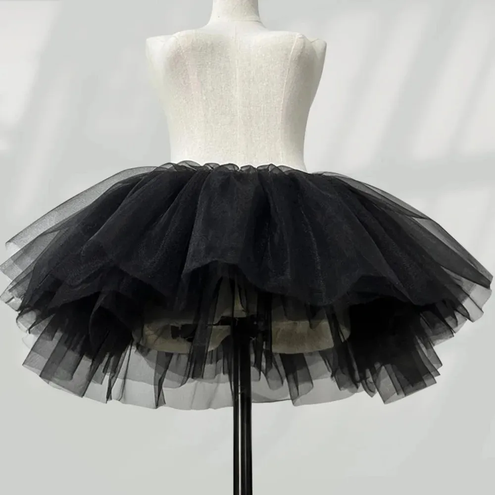 New Puffy Lolita Underskirt 4 Layers White Black Tutu Dress Cosplay Costume Ballgown Petticoats Women
