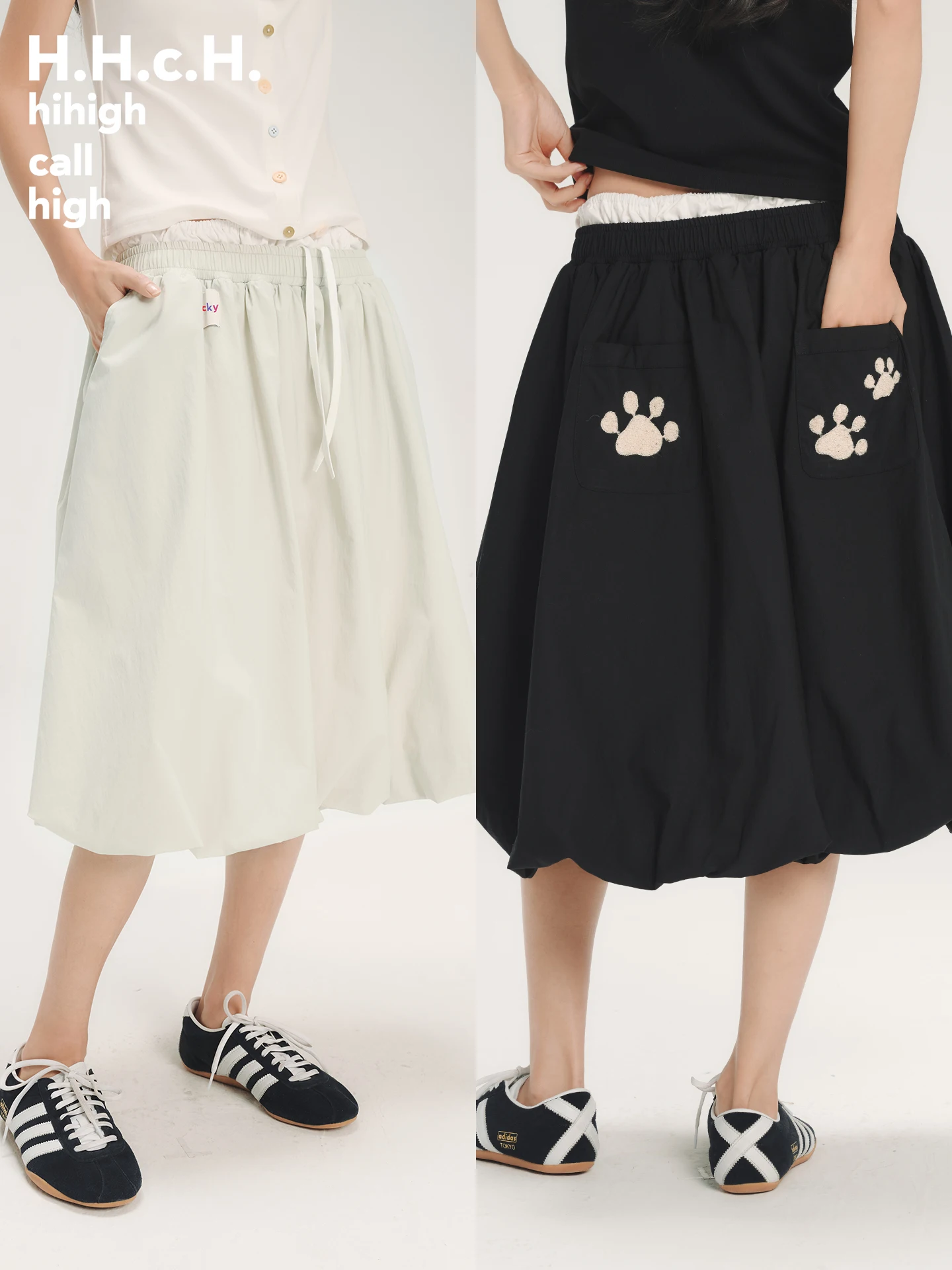 

Мягкая юбка с вышивкой в виде собачьих лапок, эластичная талия, имитация двухслойности, дизайн с двойной талией, повседневная городская одежда для поездок на работу, нейлон, хлопок