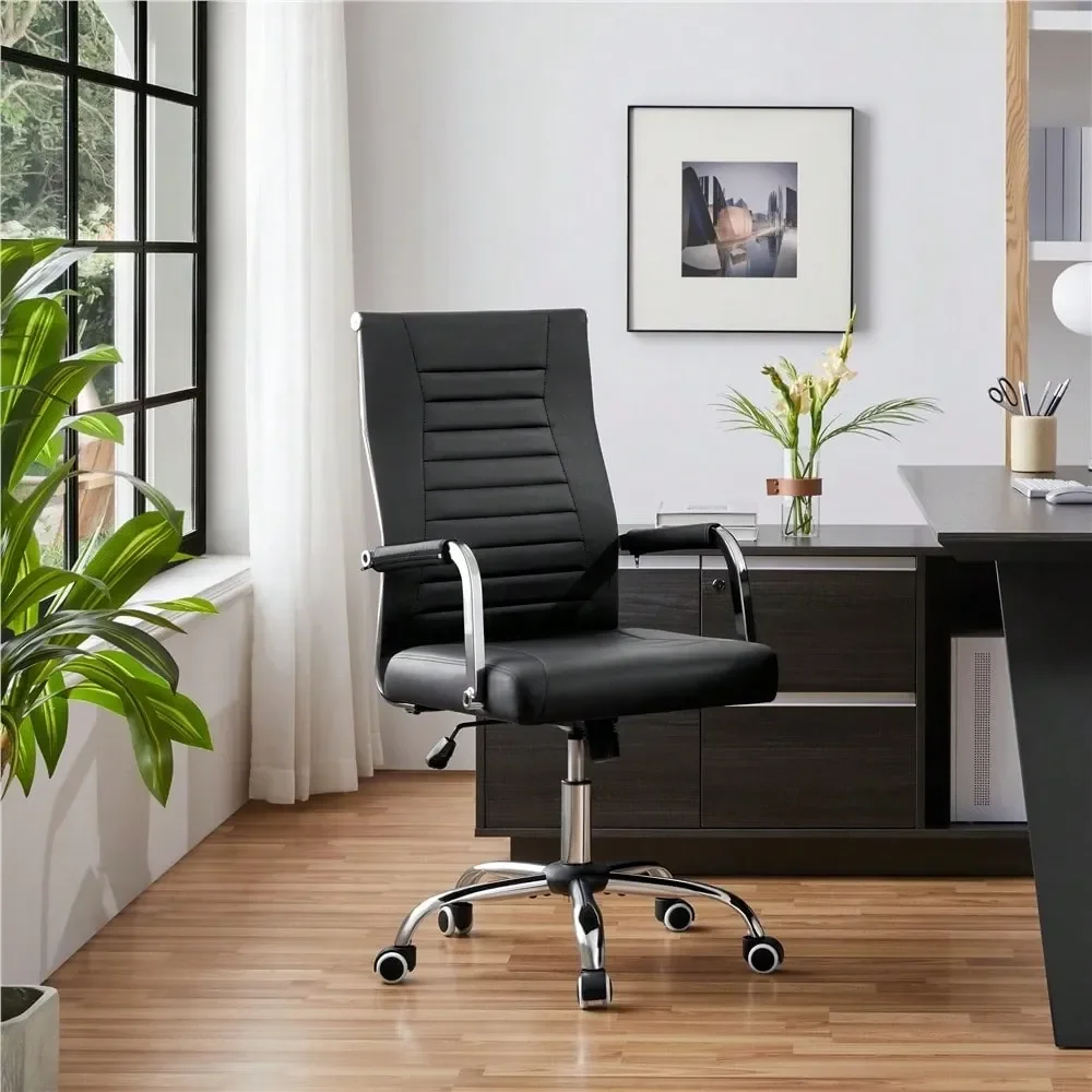 

office chairs computer chair1PC Modern Faux Leather Office Chair With Swivel, Chrome Base, And Covered Armrests