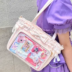 Ita Bag 2024 Sweet Bow Transparent Underarm Bags for Women New Ruched Elegant Satin Totes Lolita Girls Display Shoulder Bag