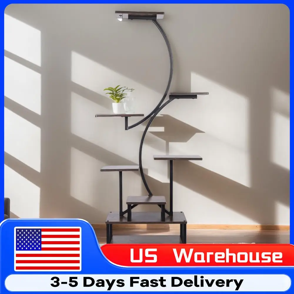

Wood Plant Shelf 9 Tiered Plant Stand for Indoor with Grow Lights 65 Inch Tall Plant Storage Rack Display Shelves for Home Room