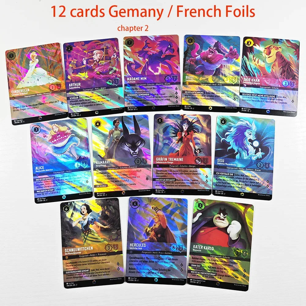 Lorcana Chapter 2 Proxy French / Germany Foil High Quality alice Arthur Beast Cinderella hercules tremaine madam TCG Game Cards