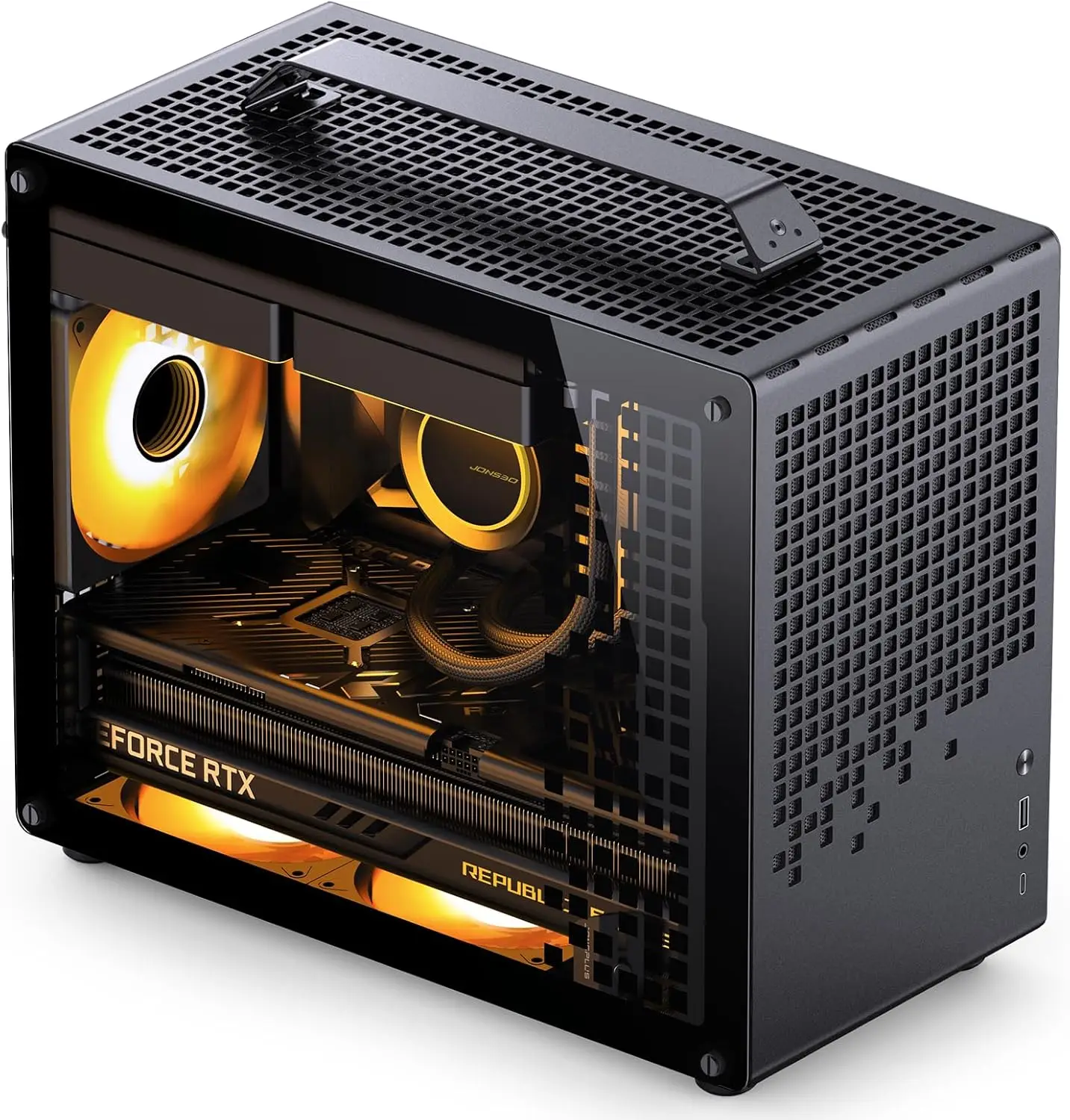 Micro-ATX Mini Tower PC Case with Detachable Handle, High-Performance Compatible, Supports 240AIO and H160mm Cooler