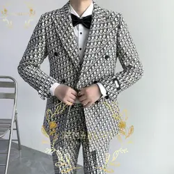 Neueste Mantel Hose Design zweireihige schlanke Männer Anzüge Hochzeit Smoking Bräutigam Business Party Abschluss ball Trauzeuge Blazer Kostüm homme