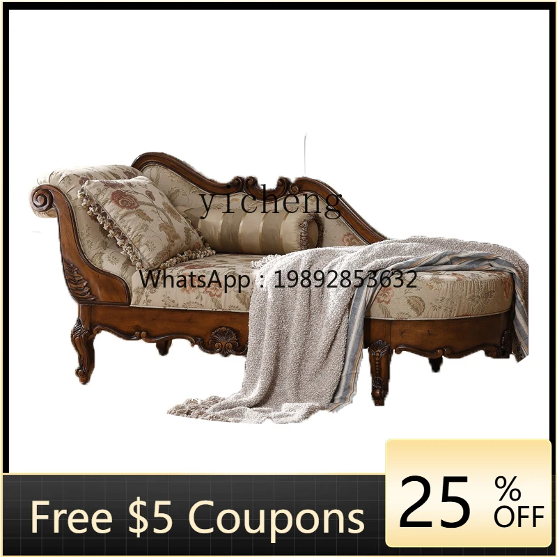 

BB American solid wood carving flower fabric princess sofa French bedroom princess chair