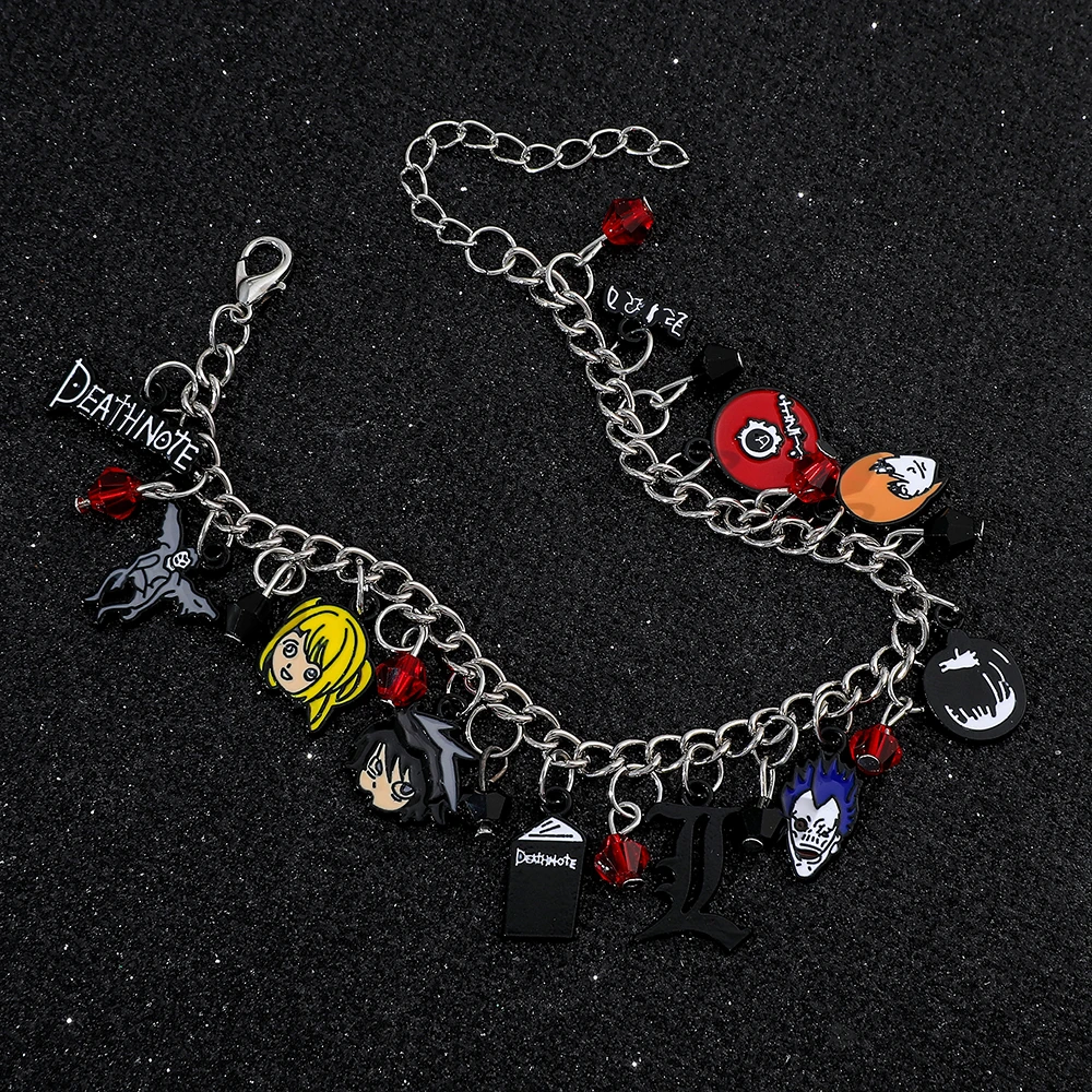 Japan Anime Death Note Bracelet Ryuk Yagami Light Charms Bracelet Hand Chain Enamel Pendant Jewelry Accessories for Fans Gifts