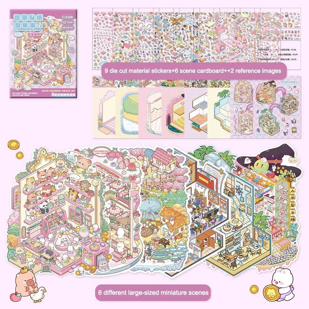 

6 шт. новый DIY миниатюрная коллекция сцен визуальное укладка 3D пейзажная наклейка книга ландшафтный дизайн наклейки детский подарок