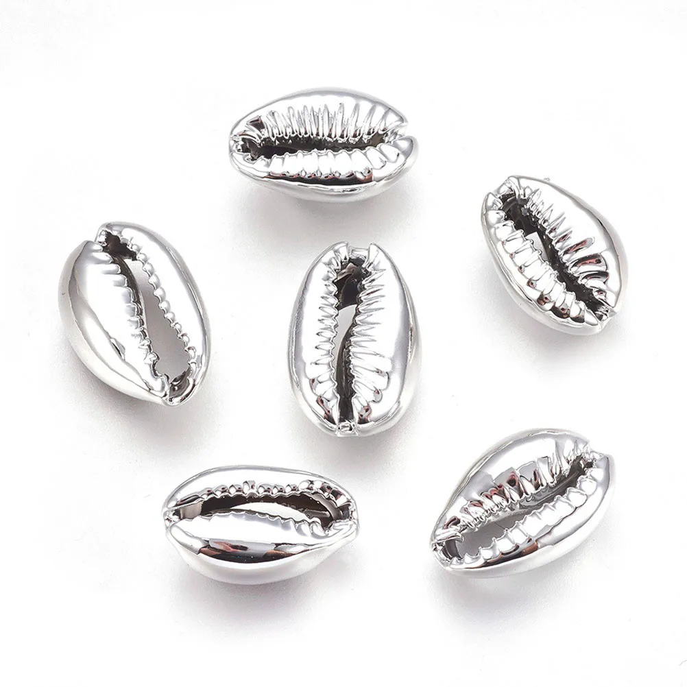

50 pcs Metal Shell Beads Electroplated Cowrie Shells for Necklace Bracelet Earrings DIY Jewelry Craft Pendant Home Decoration