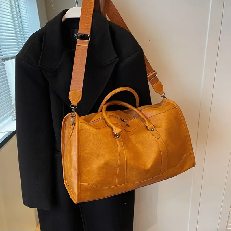 2024 Large Capacity Travel Bag Pu Leather Golf Boston Bag Shoulder Handbag Leisure Sports Fitness Suitcase Weekender Duffle Bag