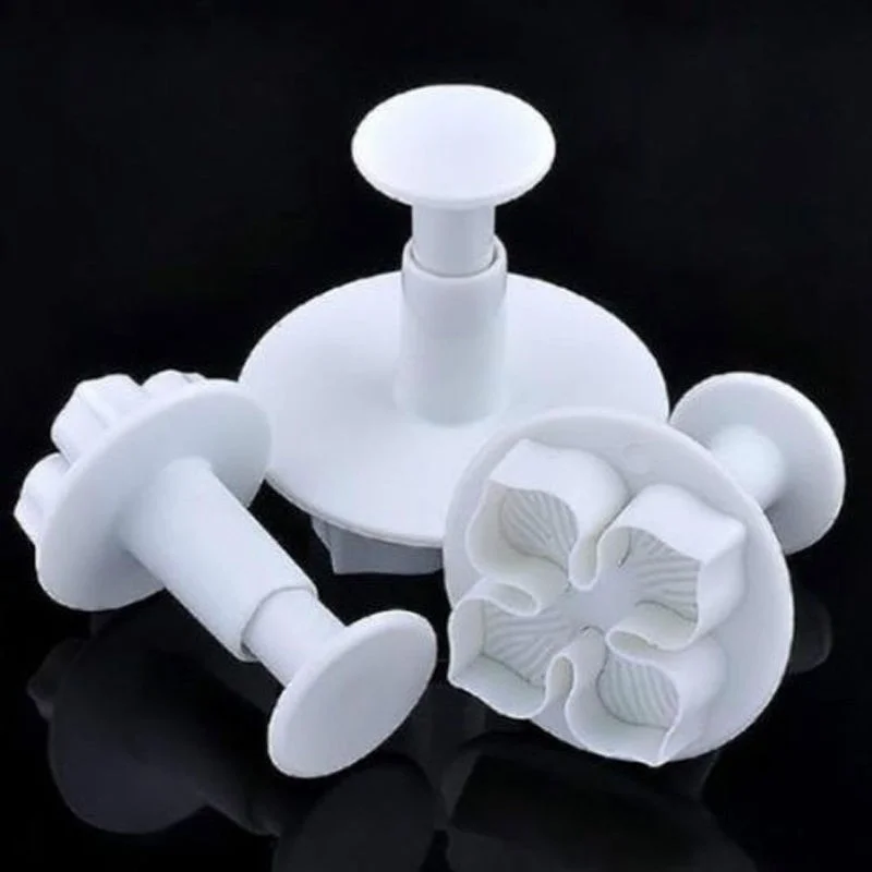 3Pcs/Set Silicone Hydrangea Fondant Cake Decorating Plunger Cutter Flower Blossom Mold Home  Tools