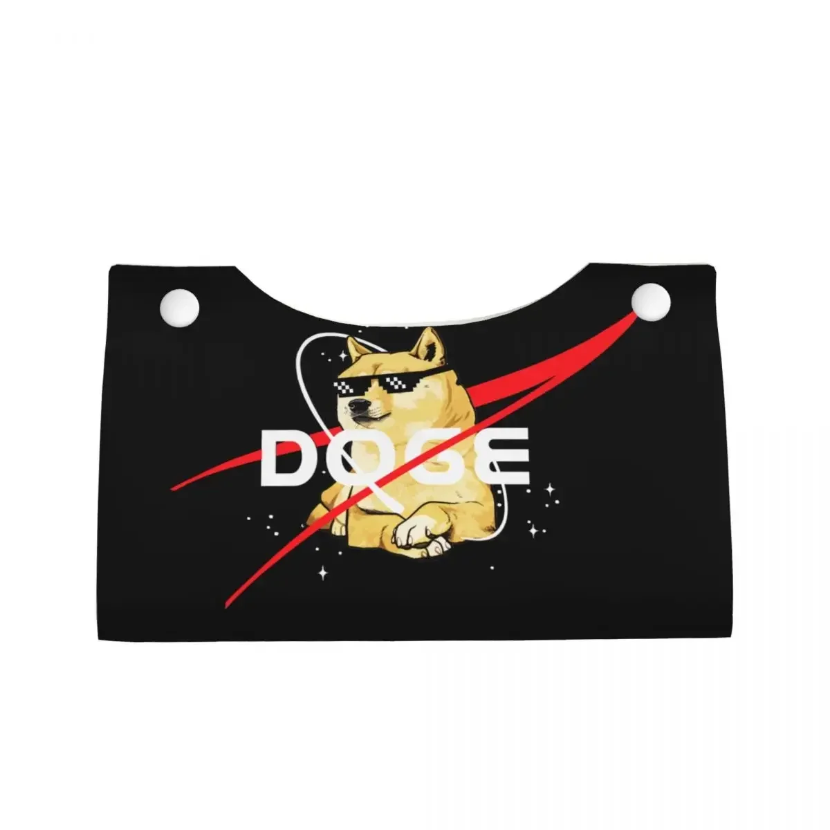 Custom Space Doge Facial Tissue Box Cover Rectangular Cheems Dog Shiba Inu Meme PU Leather Tissue Box Holder for Car Office