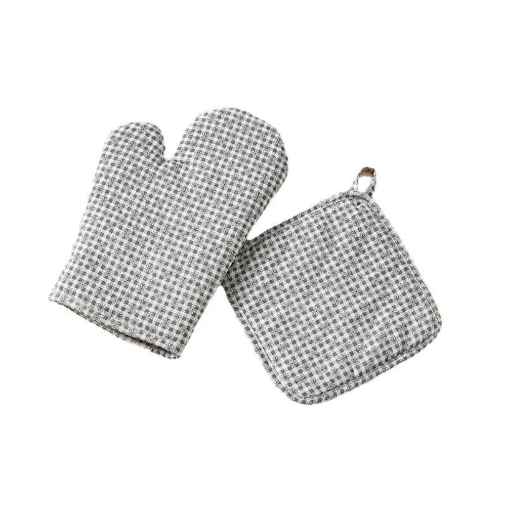 Heat Resistant Oven Mitts Set Non-Slip Vintage Floral Printed Pot Holders Set Square Design Set of 2 Heat Resistant Mitts