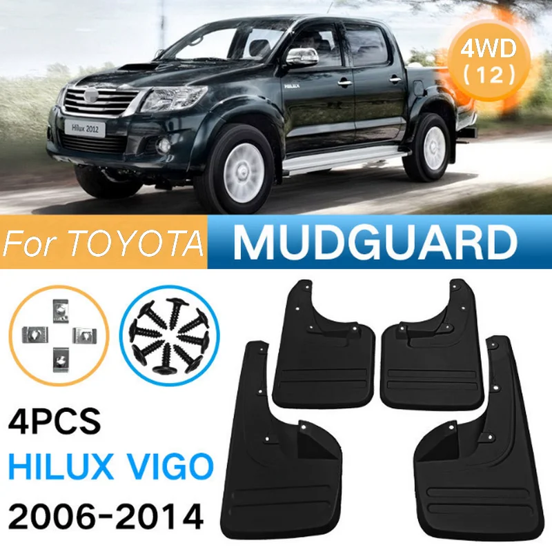 TONLINKER 4 Pcs Car Mudguard For TOYOTA HILUX Vigo 2005-2014 2/4WD Mud Flaps Mudguards Splash Guards Front Rear Fender Mudflaps