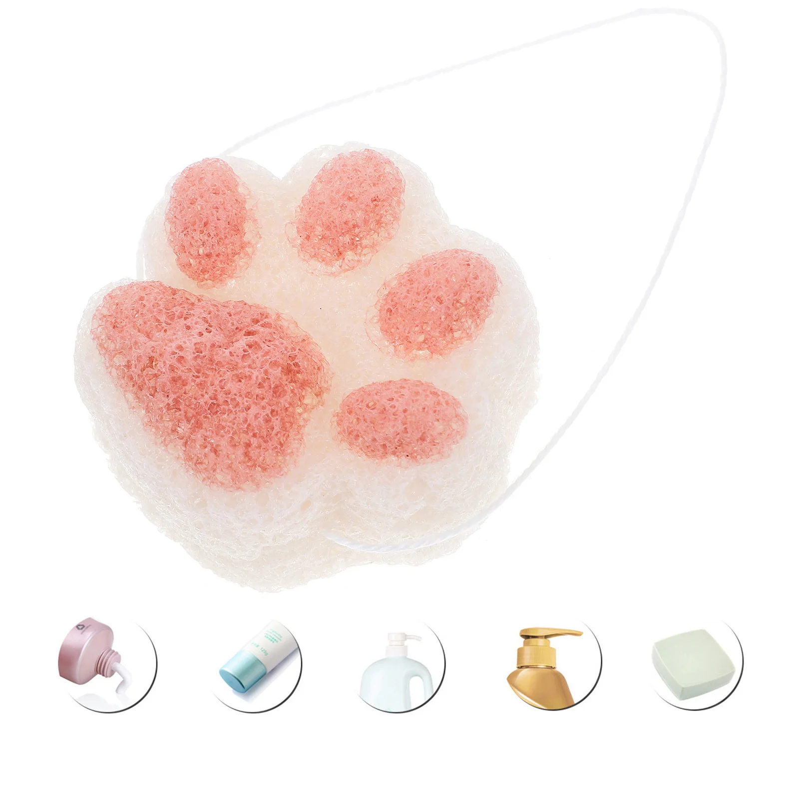 

1pc Cat Claw Shape Bubble Bath Ball For Face Body Cleansing Supple Shower Sponge Kids Bathing Tool Foaming Pouf