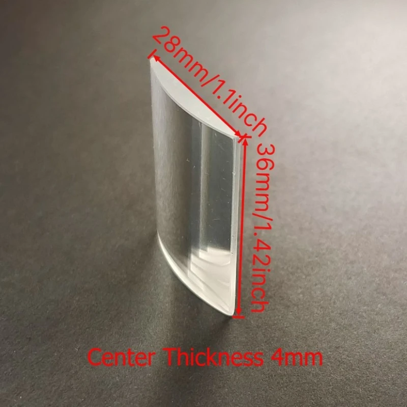 1PC Plano Convex Cylindrical Lens 36X28mm Quartz Glass Focal Length 60mm