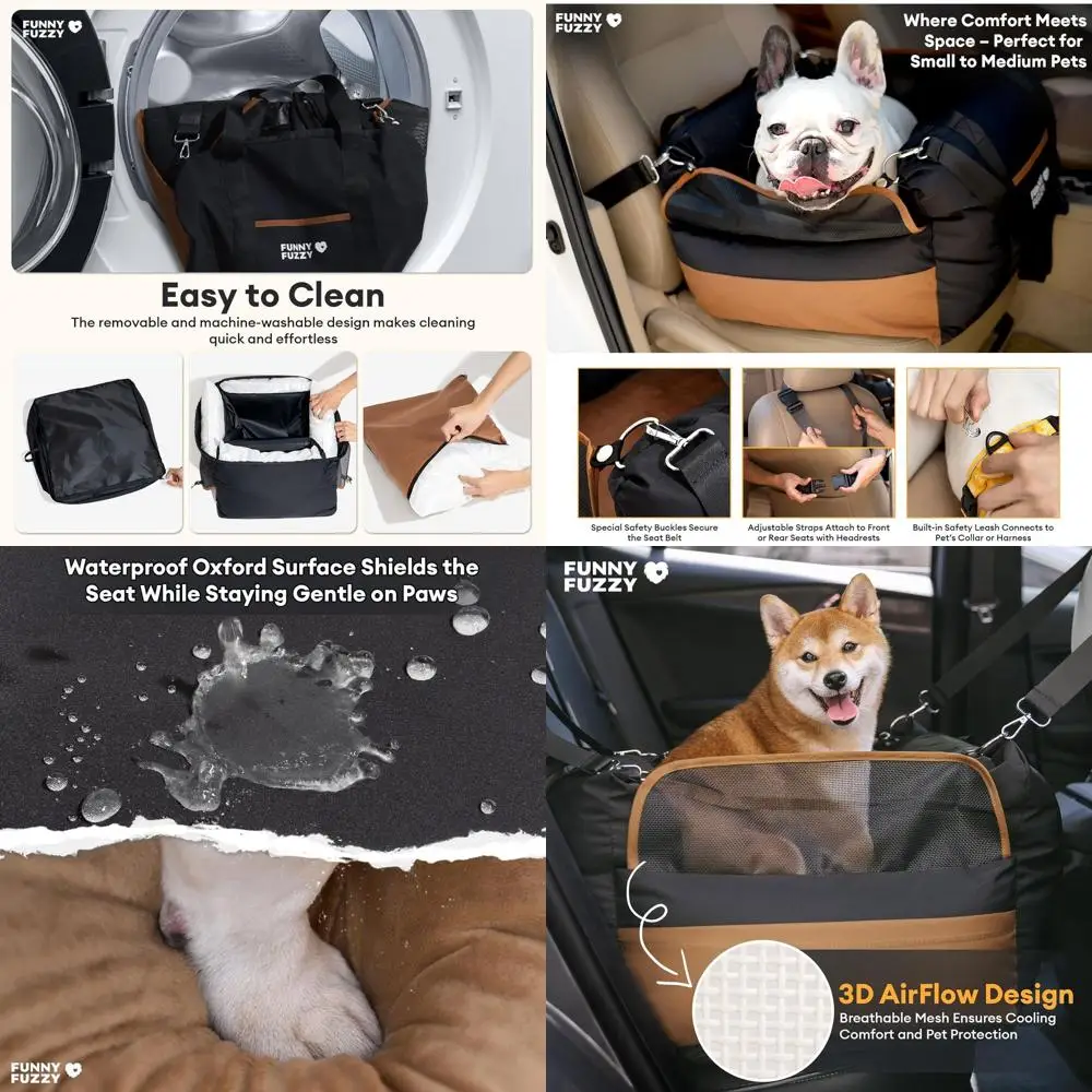 

Pet Booster Seat for Small to Medium Dogs up to 35lbs - Waterproof, Washable, with Cushion, Pockets & Adjustable Straps