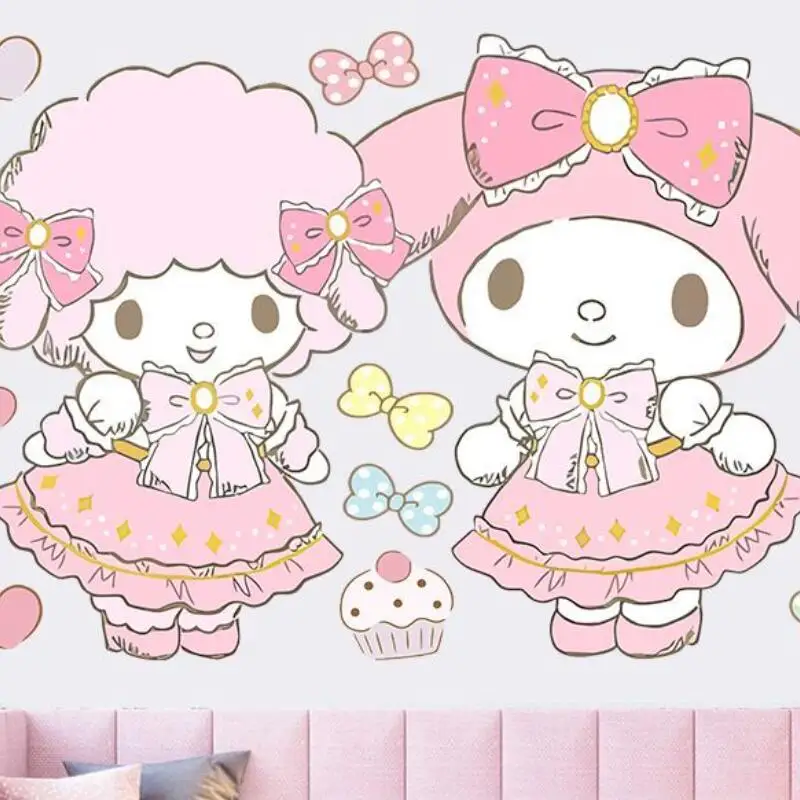 Sanrio Hot Cute Wall Decal My Melody Wall Decal Girl Room Stickers Removable Self Adhesive Water Proof Child Bedroom Wall Decal