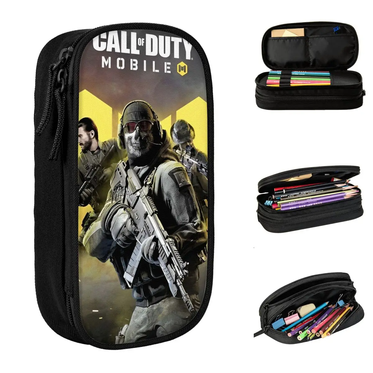 

Call Of Dutys Ghost Game Pencil Case New Pen Holder Bags Student Large Storage Office Zipper Pencilcases