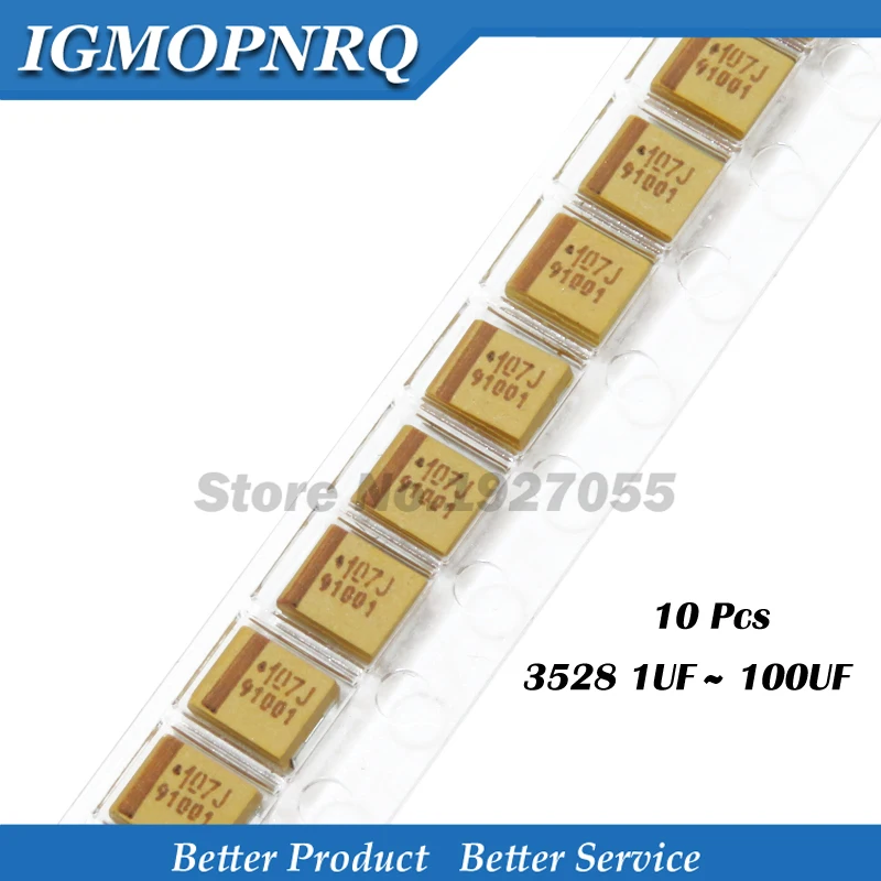 

10pcs Type B 1UF 4.7UF 10UF 47UF 100UF 220UF Tantalum Capacitor 4V 6.3V 16V 20V 25V 35V 50V 3528 1210 227 476 107 475 106 105
