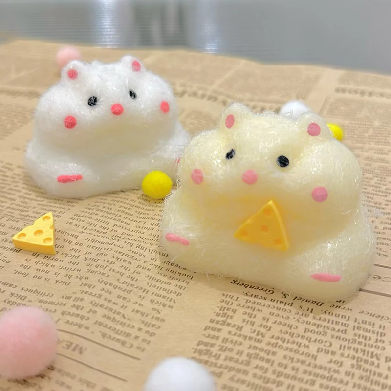 4 colors Handmade Soft Kawaii Hamster Decompression Taba Squishy Toy Stress Relief Sensory Toys For Kids Adults Festival Gifts